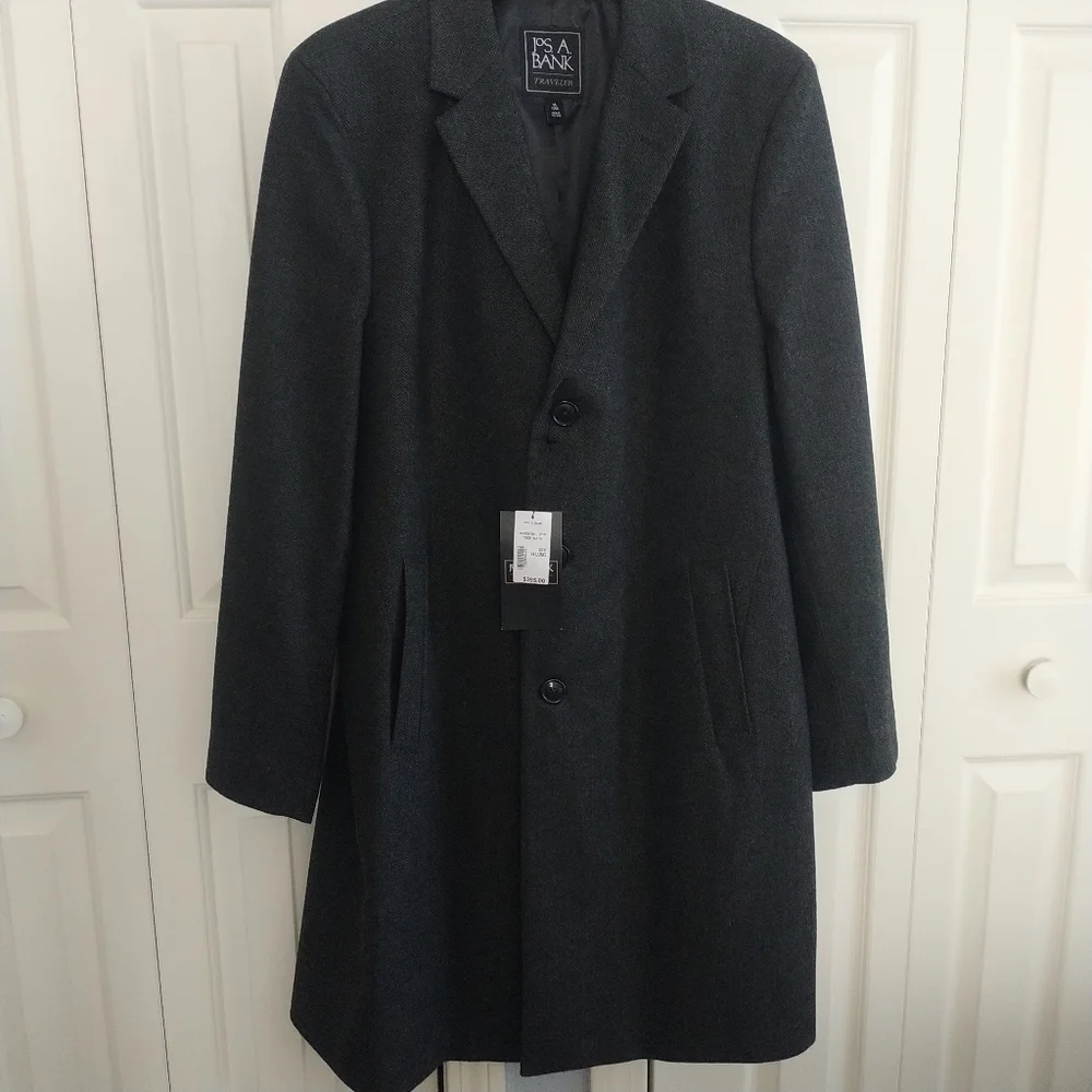 Jos. A. Bank Classic Charcoal Herringbone Classic Top Coat 44Long - Picture 6 of 12